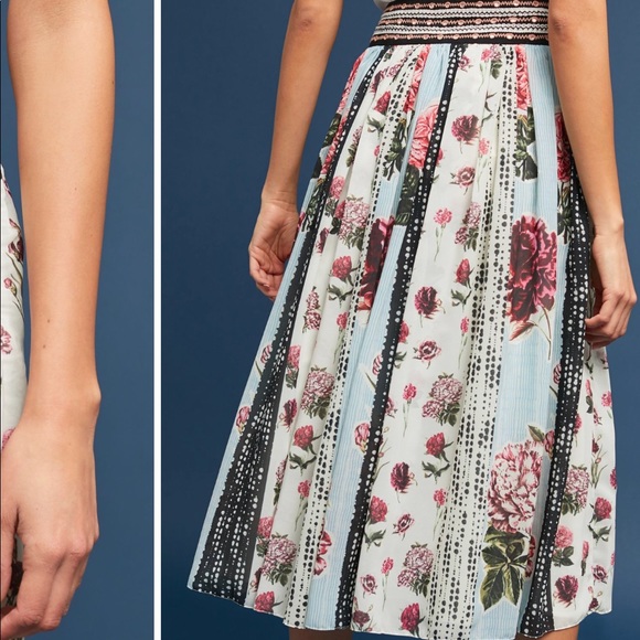 Anthropologie Vertical stripe floral skirt - Picture 2 of 8